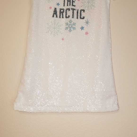 Peek Kids Girl's White Allover Sequins Save the Arctic Short Sleeve Dress 8 - Picture 3 of 12